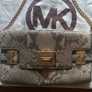 Michael Kors Astrid Angora snakeskin clutch